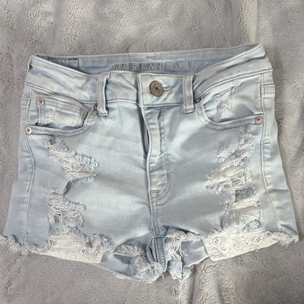 American Eagle Outfitters Light Wash Ripped Jean Shorts